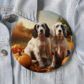 Engelse Setter Puppy Herfst Delight Pompoen Ronde Button 6,0 Cm (In situ)