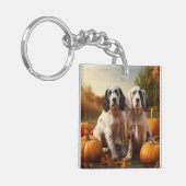 Engelse Setter Puppy Herfst Delight Pompoen Sleutelhanger (Voorkant Links)