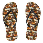 Engelse Setter Puppy Herfst Delight Pompoen Teenslippers (Voetbed)