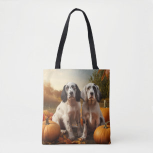 Engelse Setter Puppy Herfst Delight Pompoen Tote Bag