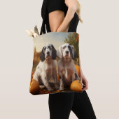 Engelse Setter Puppy Herfst Delight Pompoen Tote Bag (Dichtbij)