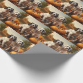 Engelse Setter Puppy Herfst Plezier Pompoen Cadeaupapier (Hoek)