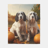 Engelse Setter Puppy Herfst Plezier Pompoen  Fleece Deken (Voorkant)