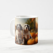 Engelse Setter Puppy Herfst Plezier Pompoen Koffiemok (Voorkant links)