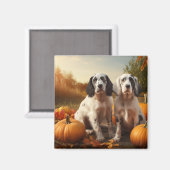 Engelse Setter Puppy Herfst Plezier Pompoen Magneet (Voorkant / Achterkant)
