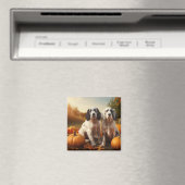 Engelse Setter Puppy Herfst Plezier Pompoen Magneet (Insitu (Vaatwasser))