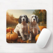 Engelse Setter Puppy Herfst Plezier Pompoen Muismat (Met muis)