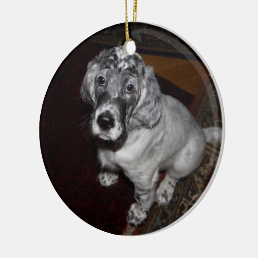 Engelse Setter Puppy Keramisch Ornament (Links)