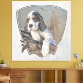 Engelse Setter puppy met een klassiek shotgun Canvas Afdruk (Insitu (Woonkamer))