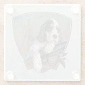 Engelse Setter puppy met een klassiek shotgun Glazen Onderzetter (Achterkant)