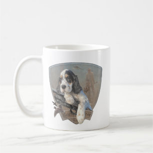 Engelse Setter puppy met een klassiek shotgun Koffiemok