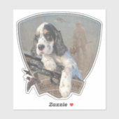 Engelse Setter puppy met een klassiek shotgun Sticker (Vel)