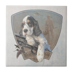 Engelse Setter puppy met een klassiek shotgun Tegeltje