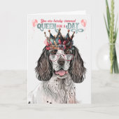 Engelse Setter Queen voor een Dag Funny Birthday Kaart (Voorkant)