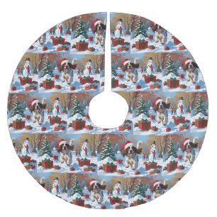 Engelse Setter Rent in Sneeuw met Kerstmuts Kerstboom Rok