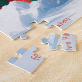 Engelse Setter Rent in Sneeuw met Kerstmuts Legpuzzel (Zijkant)