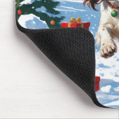 Engelse Setter Rent in Sneeuw met Kerstmuts Muismat (Hoek)