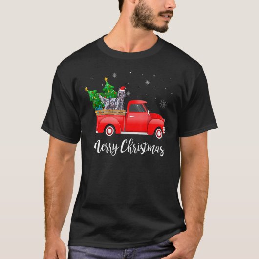 Engelse Setter Rode Vrachtwagen Kerstboom Kerstmis T-shirt (Voorkant)