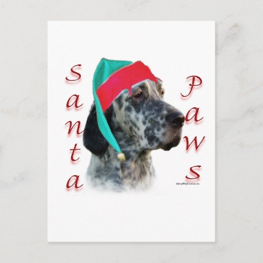 Engelse Setter Santa Paws Feestdagenkaart (Voorkant)