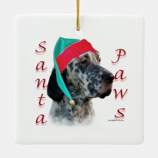 Engelse Setter Santa Paws Keramisch Ornament (Achterkant)
