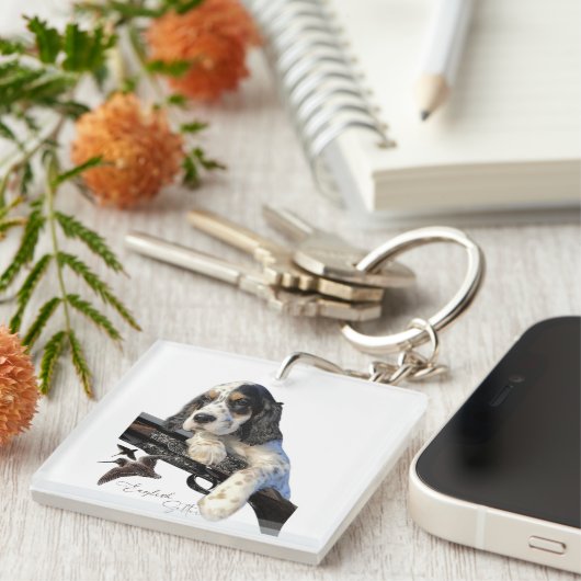 Engelse Setter, schattige puppy T-Shirt Trucker Ha Sleutelhanger (Voorkant Rechts)