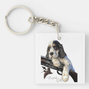 Engelse Setter, schattige puppy T-Shirt Trucker Ha Sleutelhanger