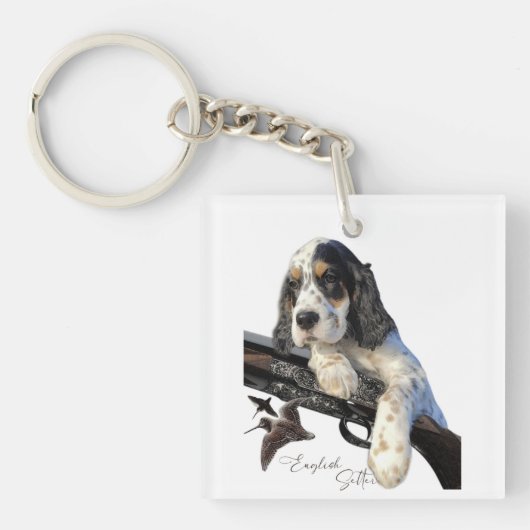 Engelse Setter, schattige puppy T-Shirt Trucker Ha Sleutelhanger (voorkant)