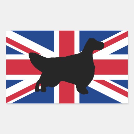 Engelse setter silhouet vlag rechthoekige sticker (Voorkant)