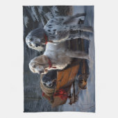 Engelse Setter Sneeuw Slede Kerst Decoratie Theedoek (Verticaal)