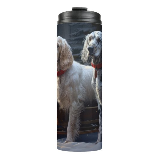 Engelse Setter Sneeuwige slee Kerstmis decoratie Thermosbeker (Voorkant)