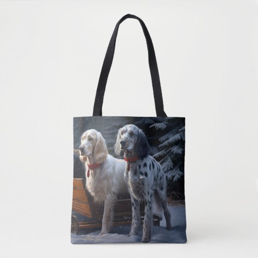Engelse Setter Sneeuwwitte slee Kerstdecoratie  Tote Bag (Voorkant)