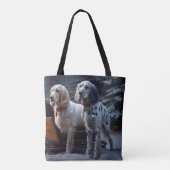 Engelse Setter Sneeuwwitte slee Kerstdecoratie  Tote Bag (Achterkant)