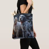 Engelse Setter Sneeuwwitte slee Kerstdecoratie  Tote Bag (Dichtbij)