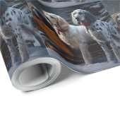 Engelse Setter Snowy Sleigh Kerst Decor Cadeaupapier (Rol Hoek)