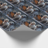 Engelse Setter Snowy Sleigh Kerst Decor Cadeaupapier (Hoek)