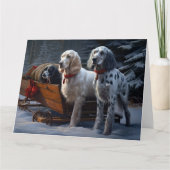 Engelse Setter Snowy Sleigh Kerst Decor Kaart (Voorkant)