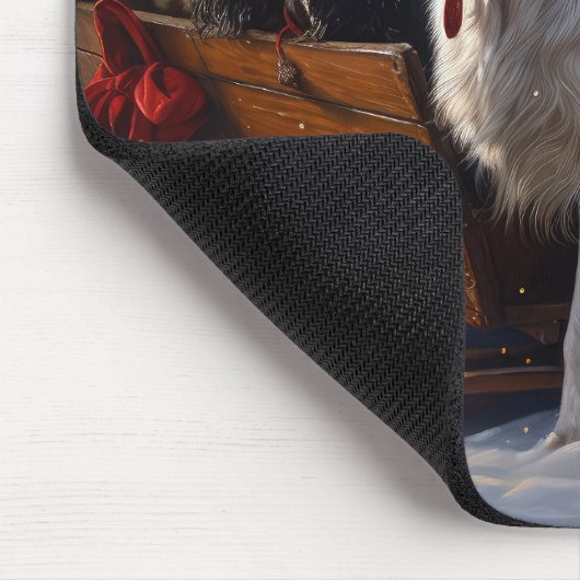 Engelse Setter Snowy Sleigh Kerst Decor Muismat (Hoek)