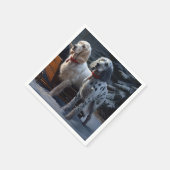 Engelse Setter Snowy Sleigh Kerst Decor Servet (Hoek)