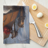 Engelse Setter Snowy Sleigh Kerst Decor Theedoek (Quarter Fold)