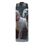 Engelse Setter Snowy Sleigh Kerst Decor Thermosbeker (Voorkant)