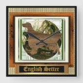Engelse Setter Sport Vierkante Klok (Voorkant)