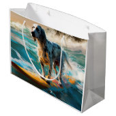 Engelse Setter Strand Surfen Schilderij Groot Cadeauzakje (Achterkant Gekanteld)