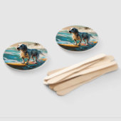 Engelse Setter Strand Surfen Schilderij Handwaaier (Niet-gemonteerd)