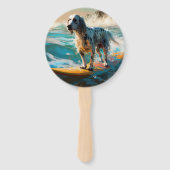 Engelse Setter Strand Surfen Schilderij Handwaaier (Voorkant)