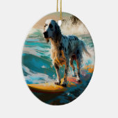 Engelse Setter Strand Surfen Schilderij Keramisch Ornament (Rechts)
