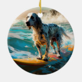 Engelse Setter Strand Surfen Schilderij Keramisch Ornament (Achterkant)