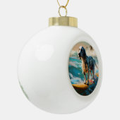 Engelse Setter Strand Surfen Schilderij Keramische Bal Ornament (Links)