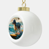 Engelse Setter Strand Surfen Schilderij Keramische Bal Ornament (Rechts)