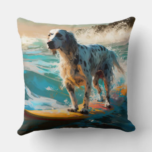 Engelse Setter Strand Surfen Schilderij Kussen