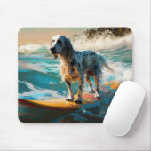 Engelse Setter Strand Surfen Schilderij Muismat (Met muis)